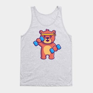 Cute Teddy Bear Work Out Cartoon Tank Top